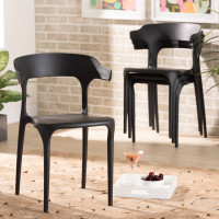 Baxton Studio AY-PC09-Black Plastic-DC Gould Modern Transtional Black Plastic 4-Piece Dining Chair Setl
